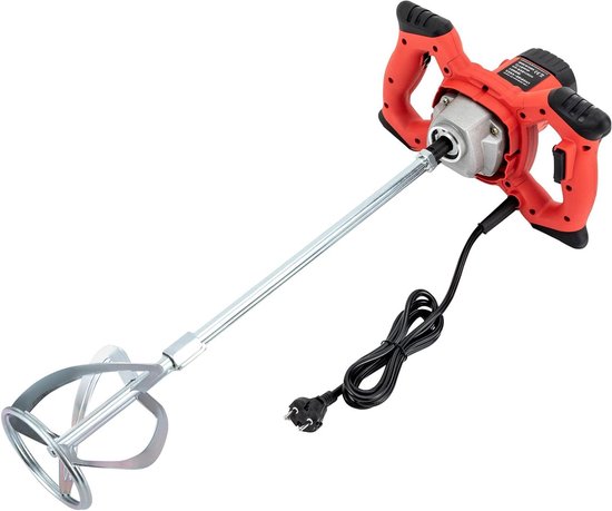 Mortelmixer - Betonmixer Elektrisch - Materiaal Mengen - Instelbare Snelheden - 1500 Watt - Rood