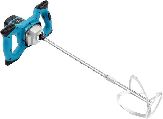 Mortelroerder 1400W - Roerapparaat Menger - Verf en Cement Mengen - 6 Snelheden Instelbaar - 12cm Mengblad - Blauw