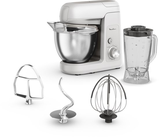 Moulinex Bake Partner QA521B25 – Keukenrobot – Blender inclusief – Grote kom 4,6 L – 8 snelheden + Pulsfunctie – 1100 W krachtige motor – Multifunctionele keukenmixer van Merkloos