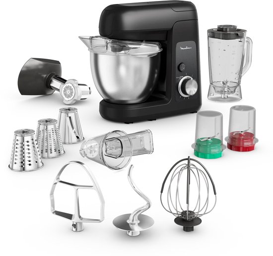Moulinex Bake Partner QA525810 keukenmachine 1100 W 4,6 l Zwart, Roestvrijstaal van Merkloos