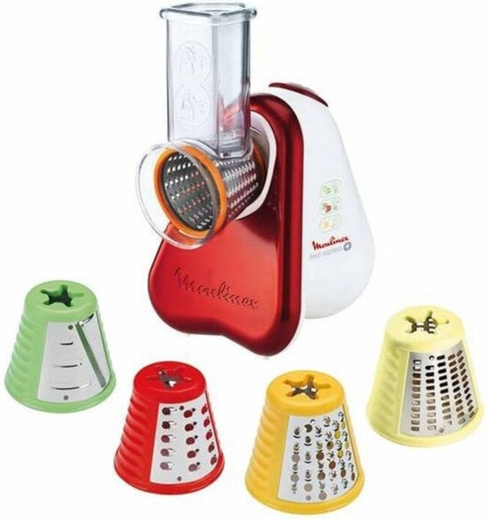 Moulinex Fresh Express DJ756G Snij- en Raspapparaat - 5-in-1 - 150W - Rood van Merkloos