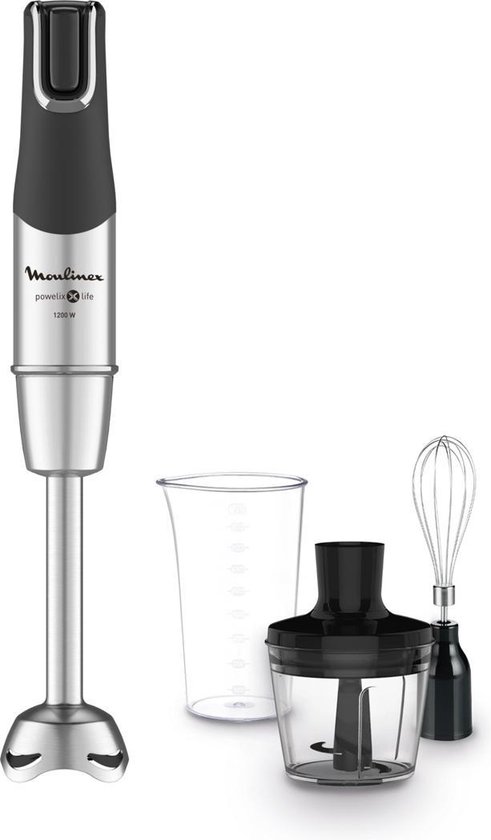 Moulinex InfinyForce Pro - Staafmixer 0,8L - 1200W - Zwart/Titanium - Met Antispatvoet van Moulinex