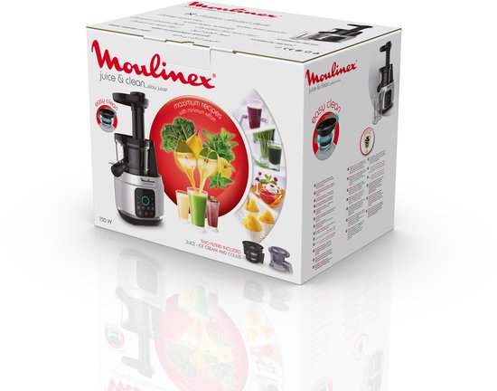 Moulinex Juice & Clean ZU420E - Slowjuicer - 150 W - Aluminium - Zwart van Moulinex
