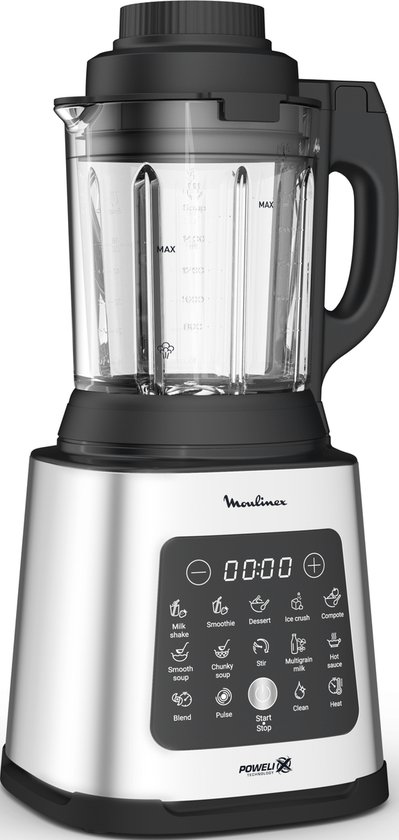 Moulinex LM835D10 - blender - 1,75 l - Blender voor op aanrecht - 1400 W - Zwart, Metallic, Transparant van Moulinex
