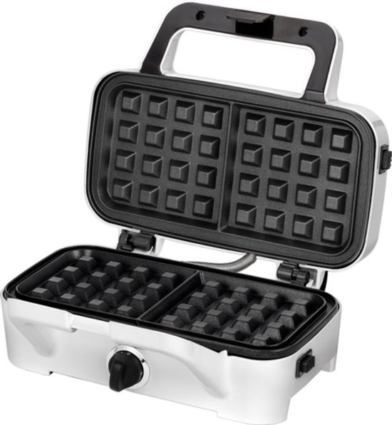 MPM 3-in-1 RVS Tosti-ijzer, Contantgrill en Wafelijzer met Hoog Vermogen (1200W) inclusief Temperatuurregeling Wit van Merkloos