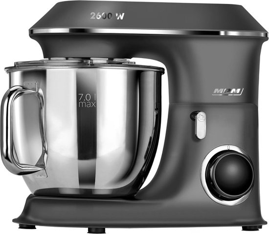 MPM Planetaire Keukenmachine met Accessoires - Keukenmixer met Twee Mengkommen van 7L - Keukenrobot - 2600W - Antraciet van Merkloos