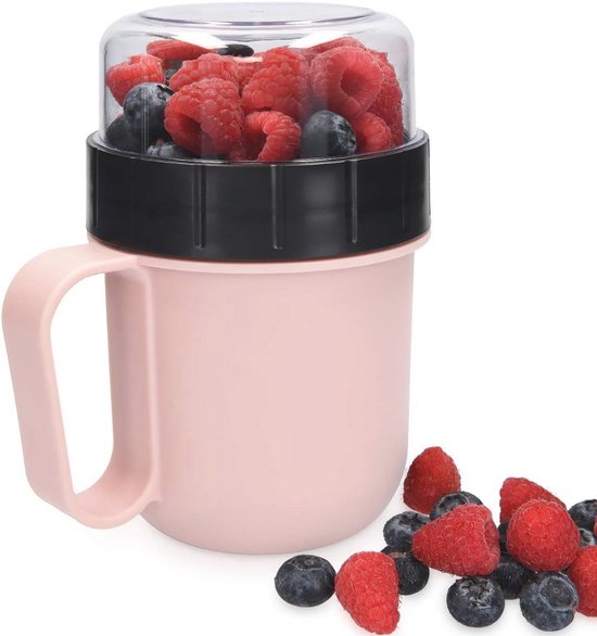 Muesli To Go Cup - Praktische Yogurt Cup voor Ontbijt en Lunch - 520 ml + 230 ml van Merkloos