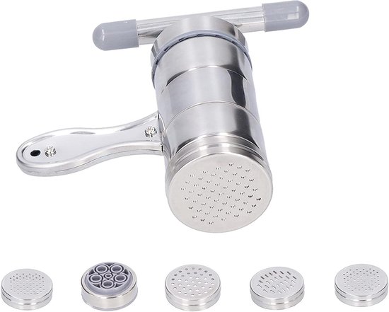 Multifunctional Manual Noodle Press Machine with 5 Noodle Moulds for Fettuccine and Spaghetti van Merkloos