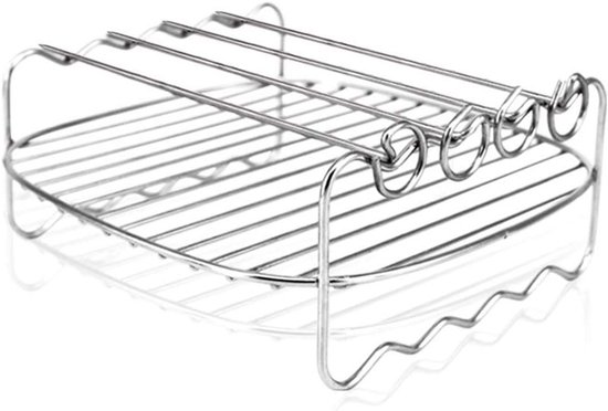 Multifunctioneel Dubbel Laag Rek voor Airfryer, Geschikt voor 4.2QT en Groter, Ideaal voor Gezond Koken en Bakken van Merkloos