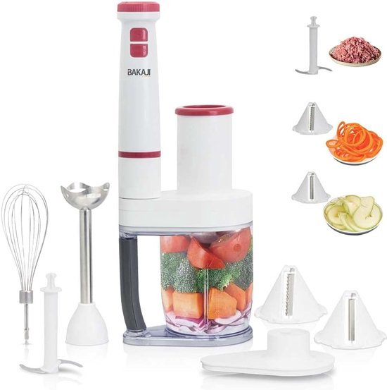 Multifunctionele 4-in-1 Staafmixer met Accessoires - Ergonomische Handgreep, Hakken, Mixen en Kloppen