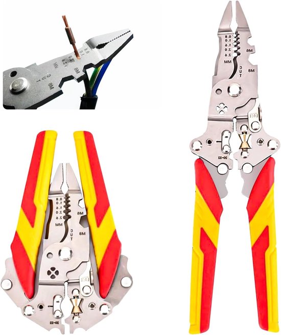 Multifunctionele 9-in-1 Striptang met Spanningstestfunctie voor Elektrische Kabels en Draadknippen