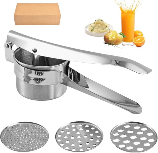 Multifunctionele Aardappel Ricer met 3 Verwisselbare Schijven voor Aardappelpuree, Groenten en Fruit
