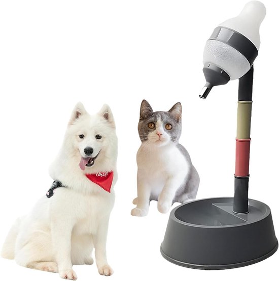 Multifunctionele Automatische Waterdispenser voor Katten en Honden met Verstelbare Hoogte - Ideaal voor Huisdieren en Gemakkelijk in Gebruik (Donkergrijs)