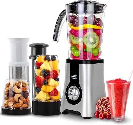 Multifunctionele Blender - Sapcentrifuge Mixer - Gezonde Dranken Maken - 5-in-1 Keukenhulp - 125 Liter Kan - Zilver