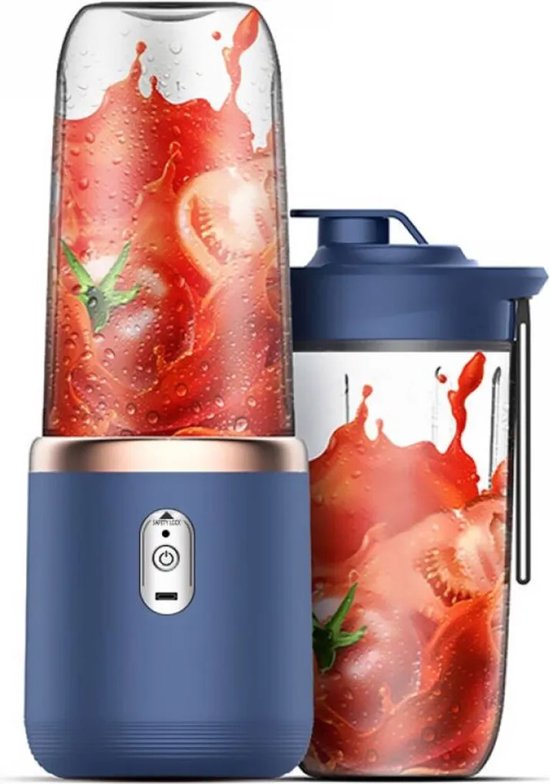 Multifunctionele blender, smoothie maker, roestvrijstalen blender, mixer met een inhoud van 400+400 ml van Merkloos