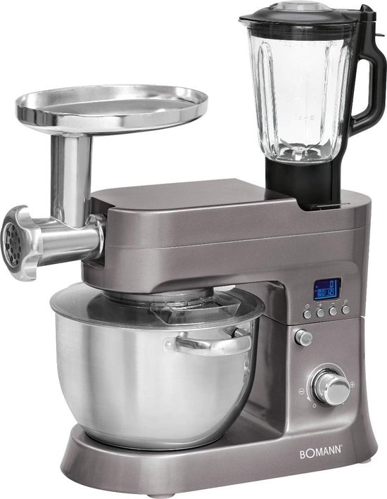 Multifunctionele deegmixer met 12 snelheden, LCD-display en vleesmolen voor brood, pasta en gebak - 1200 W van Merkloos