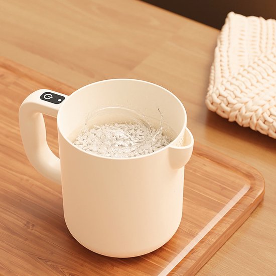 Multifunctionele elektrische eierklopper, draagbare eierklopper Geschikt voor in de keuken, rijstwasser, eiermixer, gemakkelijk te reinigen, oplaadbaar keukenapparaat met Type-C-aansluiting, perfect Geschikt voor thuis bakken en koken (gebroken wit). van Merkloos