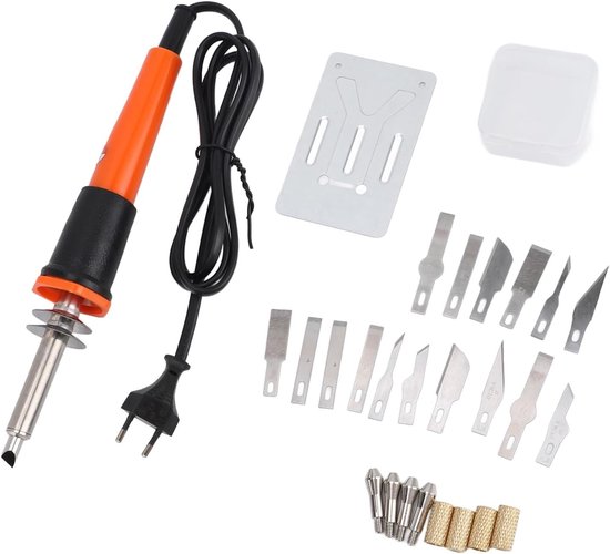 Multifunctionele Elektrische Snijtool Set met 16 Bladen en Metalen Stand voor Hoge Temperatuur Snijden, Ideaal voor Sjablonen en Creatieve Projecten