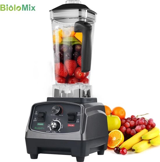 Multifunctionele keukenmachine - 36000 RPM - 2200W - Blender - Mixen - Pureren - Keukenmixer - Smoothie maker - 2 Liter - inclusief droogmolen 500ML - ABS - Antraciet van Merkloos