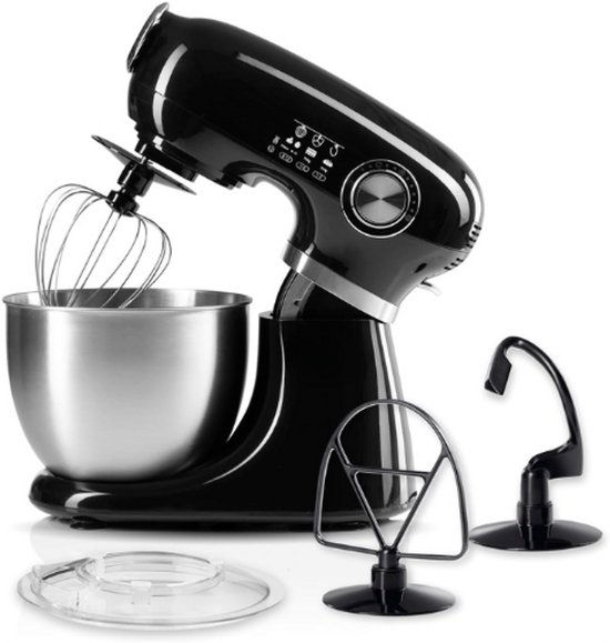 Multifunctionele Keukenmachine Zwart - Foodprocessor Met Mengkom En Opzetstukken - Krachtige Mixer Met Garde En Kneedmachine - Elektrische Keukenhulp van Merkloos