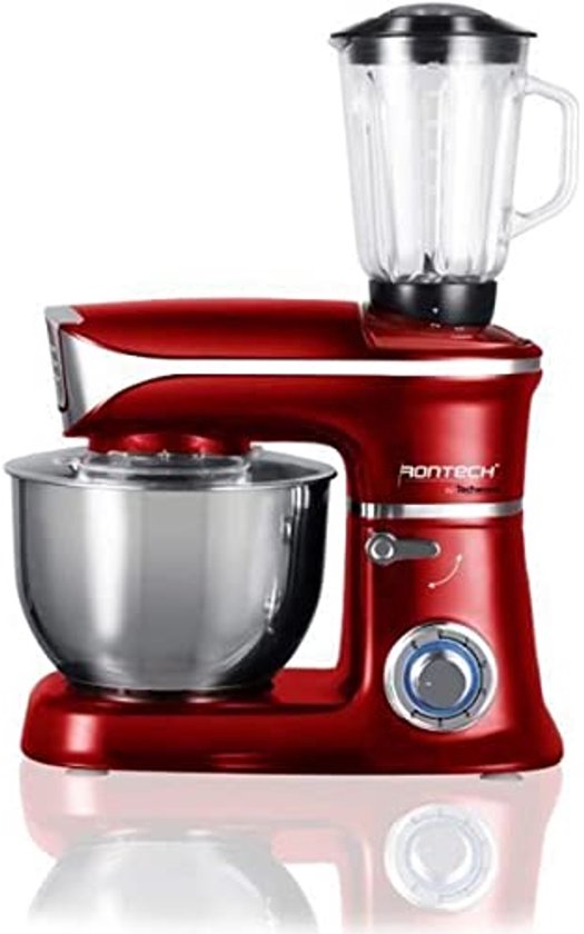 Multifunctionele keukenrobot met glazen blender en roestvrijstalen kom van Merkloos