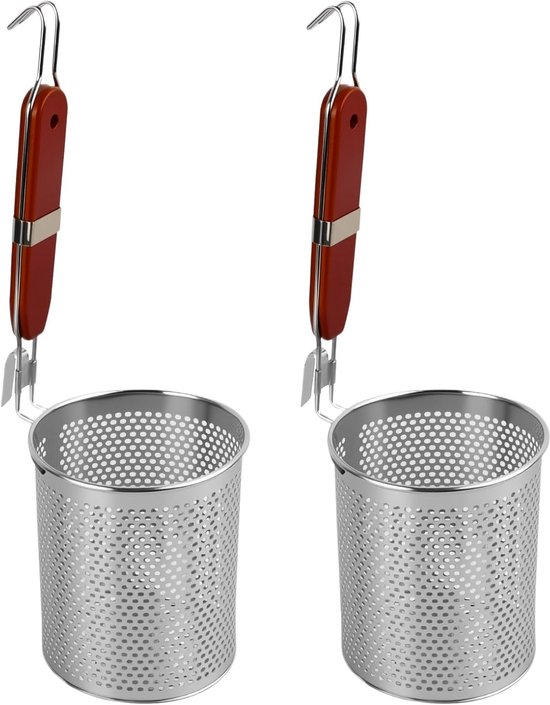 Multifunctionele pastamaker van microgeperforeerd roestvrij staal met houten handvat, ideaal voor pasta en dumplings, diameter 12 cm, keukenaccessoire voor strainer en filter. van Merkloos