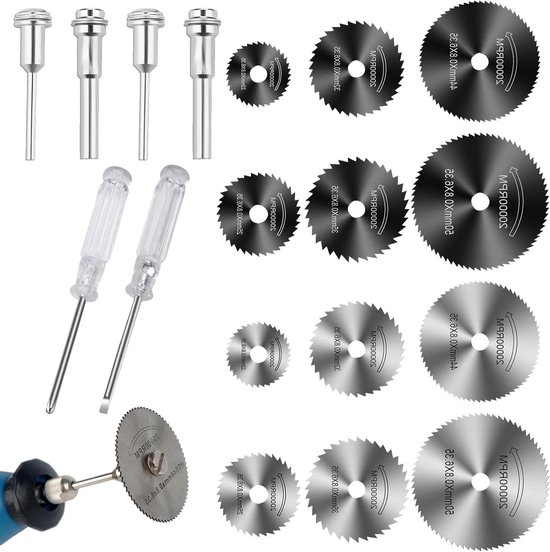 Multifunctionele Snijdiskringen voor Hout, Glas, Plastic en Steen - 16 Stuks HSS Gereedschap met Schroevendraaier en Cirkelzaag Accessoires