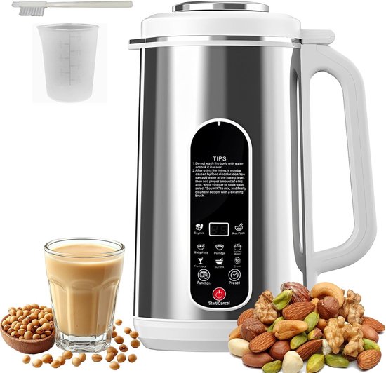 Multifunctionele Sojamelk Machine voor Zelfgemaakte Notenmelk en Havermout, 1200 ml, met Zelfreiniging en Vertragingstart Functie