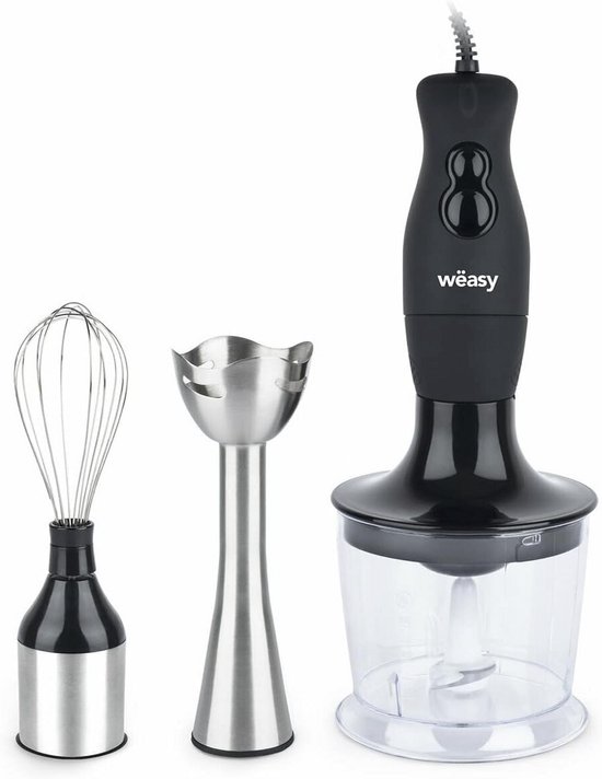 Multifunctionele Staafmixer 3-in-1 Met Roestvrijstalen Messen - Krachtige 200W Motor, 3 Turbo Functies, Ergonomisch Ontwerp, Inclusief Kom van Merkloos