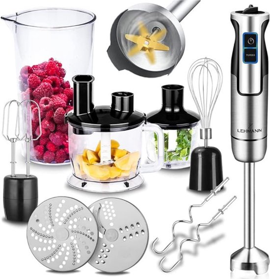 Multifunctionele Staafmixer Set – Met Hakmolen & Garde – Blender Smoothie – Instelbare Snelheid – 1,5L Capaciteit – 1200W van Merkloos