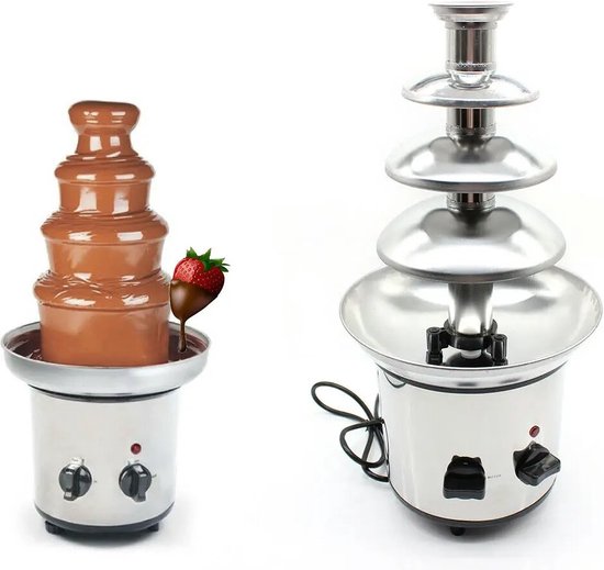 Multis Chocoladefontein - 4-laags Chocolade Fontein - Chocolade Fontein - Fondue - RVS - 46 x 21,5cm