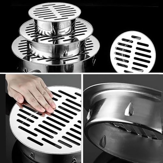 Mumusuki Anti-blokkerende buitenbodemafvoer met grote dakverplaatsing van roestvrij staal voor buitengebruik (160 graden vlakke opening) van Mumusuki