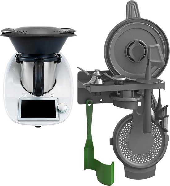 Muurbeugel voor Thermomix accessoires, boorvrij, voor opbergen van deksel, spatels en schoonmaakborstels van Merkloos