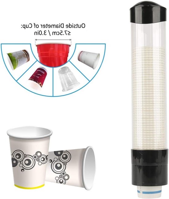 Muurbevestigde Wegwerpbekerd dispenser voor Papier of Plastic, Ruimtebesparende Organizer voor 60-80 Bekers in Kantoor, Thuis en Restaurants