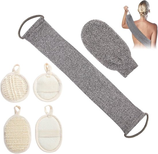 Natuurlijke Exfoliërende Rugschrobber van Hennep – Ideaal voor Douche en Bad, Geschikt voor Mannen en Vrouwen, Verbetert de Bloedcirculatie en Verwijdert Dode Huidcellen van Merkloos