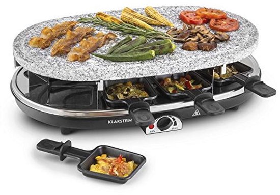 Natuurlijke Steen Raclette Grill - Gourmet Grill voor 8 Personen met Ingesteld Temperatuur