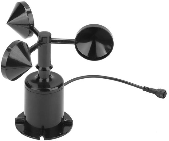 Nauwkeurige Anemometer voor Windsnelheid met Pulsuitgang en Drie Bekers - Polycarbonaat, 0-70m/s, Weerstation Accessoire van Merkloos