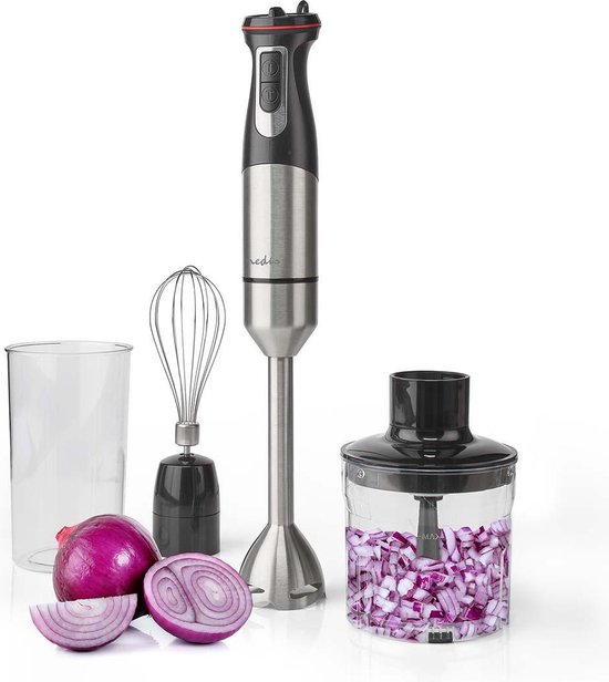 Nedis Staafmixer - 800 W - Snelheidsinstellingen: Variabele Snelheidsregeling - Hakmachine - Aluminium / Zwart van Merkloos