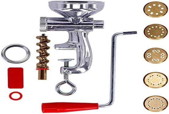 Needle for Fresh Noodles with 5 Trafil - Brass Construction - Includes Dustproof Bag and Aluminum for Spaghetti, Macaroni, Bucatini, Caserecce - By Guitar.com van Guitar.com