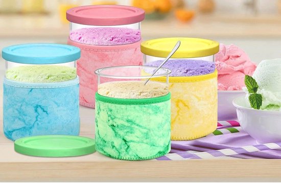 Neopreen hoezen voor ijsjes, 4 stuks - Geïsoleerde hoezen voor ijsjesbekers - Herbruikbare geïsoleerde hoezen voor ijsjesbekers - Hoezen voor ijsjesbekers van Merkloos