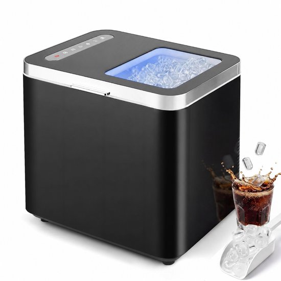 NETTLIFE Ijsblokjesmaker – Mini Ijsmachine voor Thuis – Volautomatisch – Zelfreinigend – Snel Ijsbereiden – 6 ijsblokjes in 9 minuten – Draagbaar – Compact