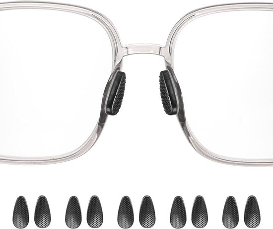 Neusbescherming voor ogen, dikte 2,5 mm, siliconen, zelfklevend, antislip, granulaat, druppelvorm, voor ogen, met kunststof frame, voor ogen, zonnebril, zwart, 5 paar