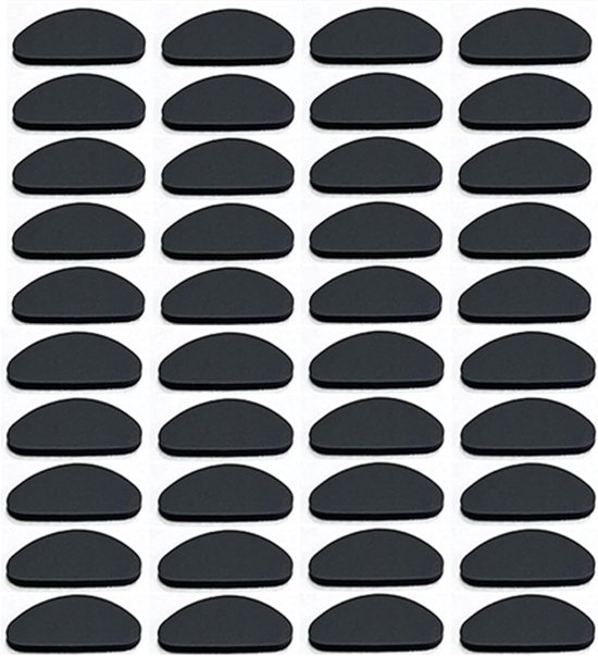 Neuspads voor bril, antislip, siliconen, D-vorm, zelfklevend, antislip, dunne neuspads voor bril, zonnebril, 20 paar - zwart