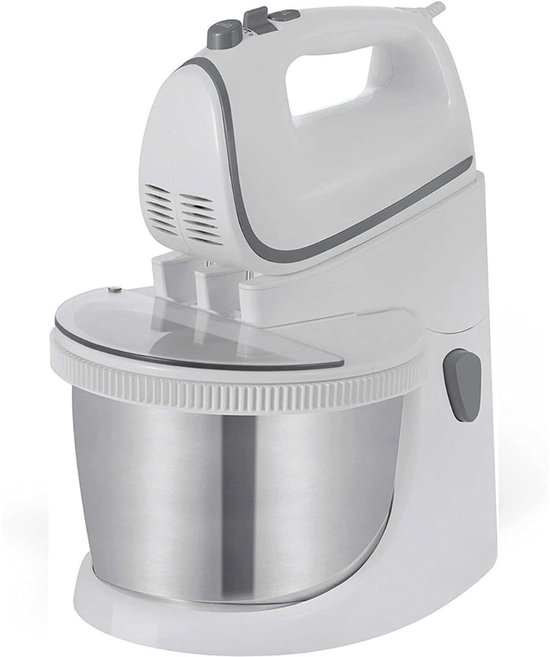 Nexvo® Mixer met Mengkom - Keukenmachine - Keukenrobot - Inclusief Accessoires - Antraciet - Wit/Zilver - 25cm x 25cm x 32cm van Merkloos