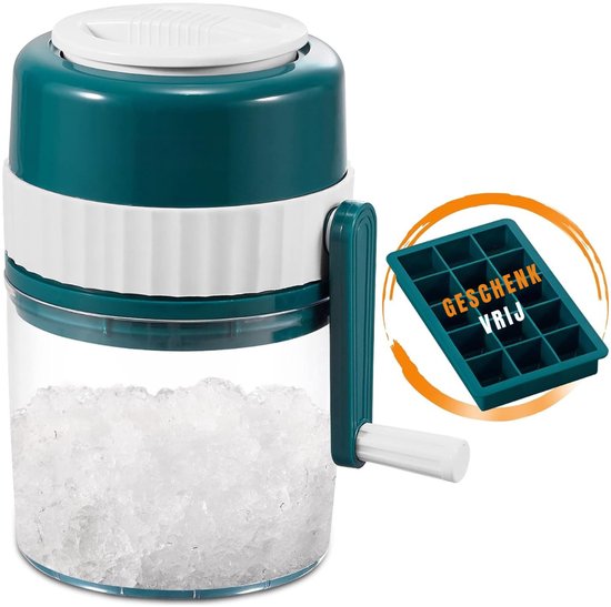 Nexvo®IJscrusher - met IJsschep - Professionele Ice Crusher - 3 RVS Messen - IJsvergruizer Handmatig - Groen - 19cm x 13cm x 20cm van Merkloos