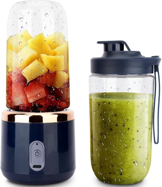 Nieuwe draagbare blender, 400 ml 6 messen sterke kracht mini elektrische sapcentrifuge cup, USB opladen One-key Start draadloze Automotive Travel Fruit Juicer voor shakes en smoothies