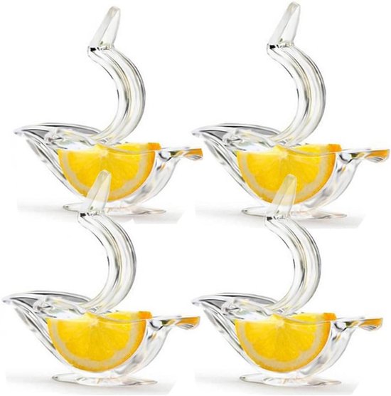Nieuwe handmatige citroenpers van acryl, draagbare transparante fruitpers, elegante vogelvorm, handpers voor sinaasappel, citroen, limoen en granaatappel (4 stuks) van Merkloos