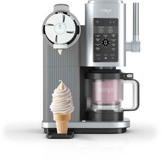 Ninja CREAMi SPIN Schepijs en Softijsmachine voor roomijs, creamifit, light ijs, milkshakes, sorbet, gelato en frozen yoghurt - NC701BU van Merkloos