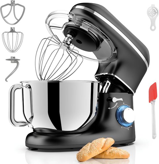 NIVA® Deegmachine - Mixer met Kneedhaak - Kneedmachine - Zwart - 38cm x 24cm x 32cm