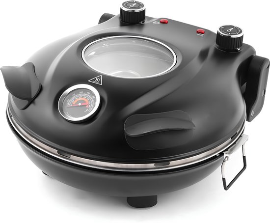 NIVA® Pizza Oven - Pizzaoven Draagbaar - Pizza Oven Elektrisch - Zwart - 33cm x 34cm x 17cm